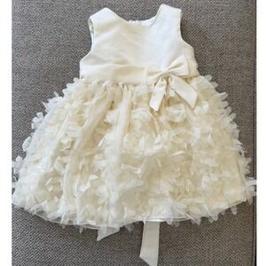 American Princess Girls 24M Cream Formal Flower Applique and Bow Dress